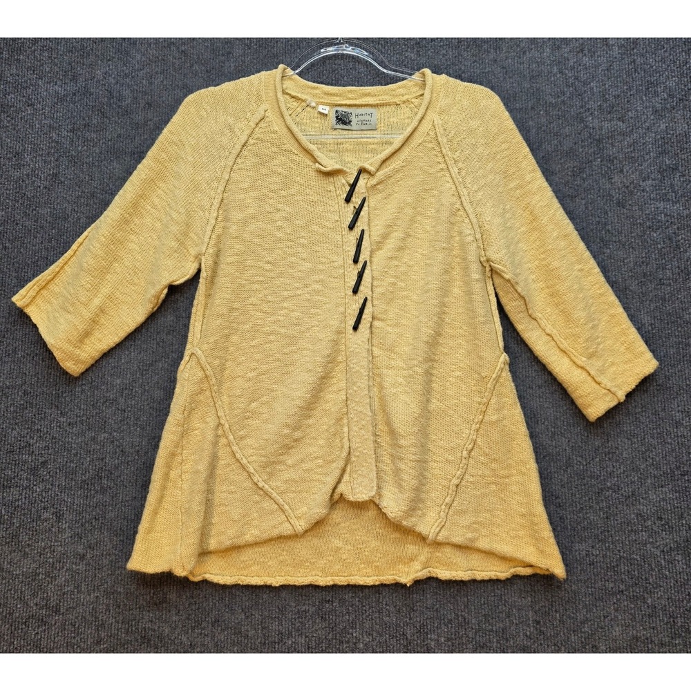 Habitat Clothes to Live In Knit Top Women M Yellow Excellent Toggle Art to Wear
